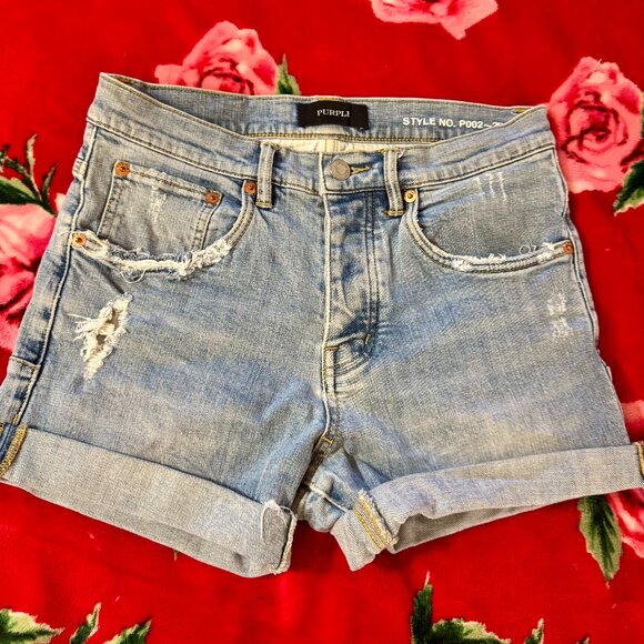 PURPLE Brand P002 Distressed Denim Shorts Size 29 Authentic...